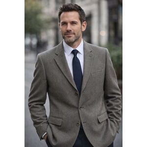 Armani Collezioni Mens 3 Button Blazer Sport Coat Made in Italy Brown Patterned